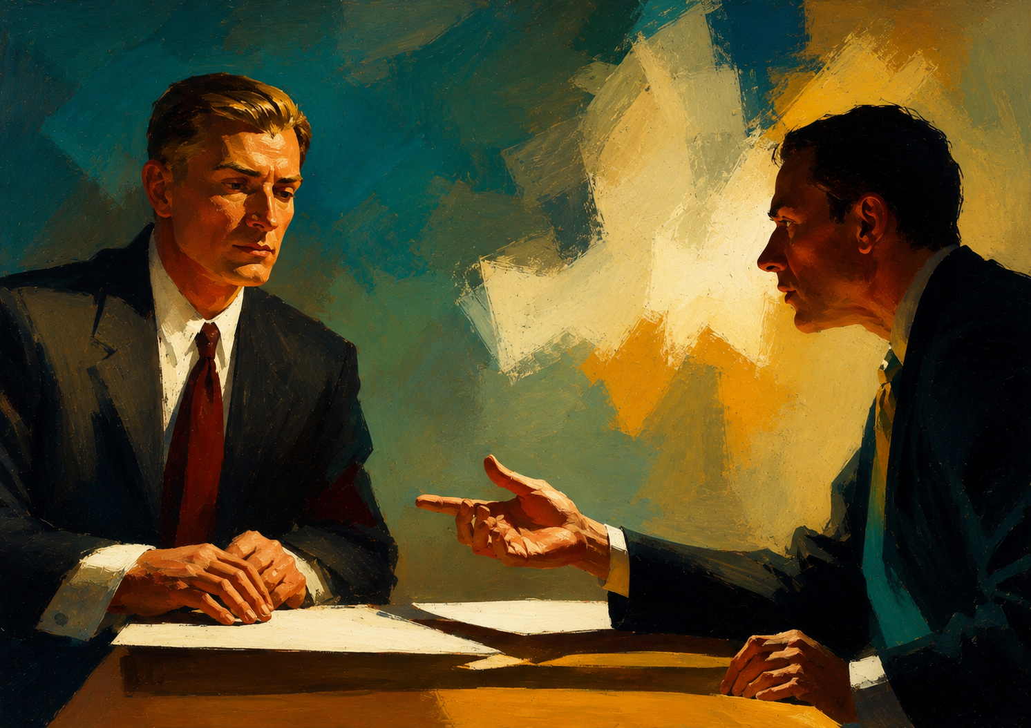 Two business professionals in an international negotiation